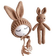 YeahiBaby Newborn Baby Knit Rabbit Bunny Hat Beanie With Rabbit Dolls Photography Photo Prop accesso, 1