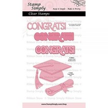 Stamp Simply 투명 스탬프 졸업생 축하 - 졸업 연인과 다이 10.2 x 15.2cm(4 6인치) 시트 4피스