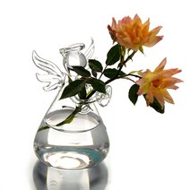 화병 거실필수품 안방인테리어 투명 유리 천사 모양 꽃병 귀여운 유리 교수형 꽃병 꽃 식물 냄비 테라리움 컨테이너 사무실 홈 웨딩 장식, 하얀, 협력사