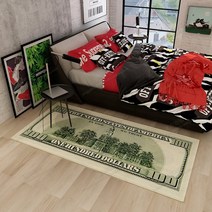 더플로우 부자가 되고 싶어요 현관 발매트 달러 유로 파운드 침실 침대 옆 달러 카펫, 100 달러 뒤