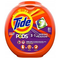 타이드 포즈 캡슐 세제 81입 3 in 1 스프링 미도우 Tide PODS HE Turbo Laundry Detergent Pacs Spring Meadow Scent 81 Count Tub - Packaging May Vary, 1set