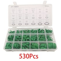 530Pcs 녹색 고무 O 링 씰 구색 키트 18 크기 와셔 O-링 가스 켓 수리 자동차 에어컨, [01] 530Pcs