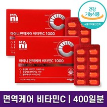 일동제약 마이니 면역케어 비타민C 1000 온가족 활력 에너지 필수 영양제 항산화 면역 증진 세포 보호 비타민 B1 B6 C 아연 하루 1정 200일분 400일분 600일분 정품, 2박스 (400일분), 1.2g x 200정