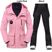 슈퍼 따뜻한 스키복 여성 겨울 스노우 다운 재킷과 바지 야외 방수 통기성 스노우보드웨어 스키 복장, Asian L, (L-pink Black)Set