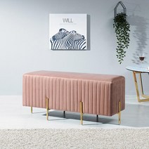 회사 병원 대기실 라운지용 2인용 벨벳 벤치 (3색) 식탁 평의자 의자 벤취 예쁜 현관, 핑크