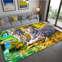 제전 매트 방진 재전lousidream 만화 호랑이 카펫 거실 홈 장식 소파 테이블, 150cm x 200cm, 5