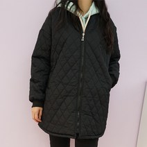 빅걸스토리 여성 빅사이즈 박스핏 퀼팅 누빔 롱패딩 점퍼