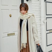 회색 베이지 양면머플러 여성목도리 200x65 보온 40대