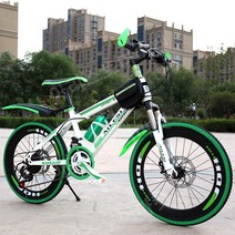 어린이날선물 어린이 산악 자전거 8-12-15 20/24 인치, 22인치 이상, 22인치 그린[스포크 휠] 21단 충격흡수