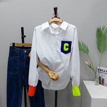 C 네온 시보리소매셔츠 박시남방