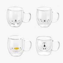 홈카페 예쁜 음료 손잡이 이중 내열유리 애니멀 동물 머그 컵 290ml, Daze Cat - 290ml