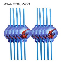 스파이더맨 테마 생일 파티 장식 라텍스 알루미늄 호일 풍선 일회용 식시 배너, 기타 (ae˚) frequ, 27.Straw - 10pcs