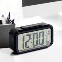 무소음 전자 탁상 알람시계 센서라이트 02, 블랙