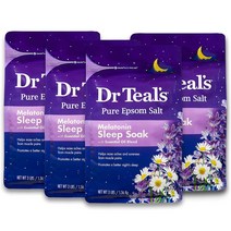 Dr Teal 닥터틸즈 퓨어 엡솜 솔트 멜라토닌 슬립 소크 3파우드 4개, 기본