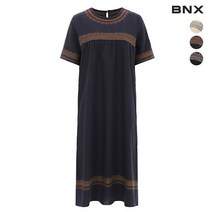 [BNX] 린넨 에스닉 자수 롱 원피스