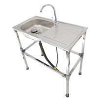 미니 싱크대 개수대 주방 사무실 소형 야외 세면대 간이 브래킷 스테인레스 스틸 야외 외부 캠핑, S