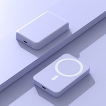 PYHO 맥세이프 마그넷 보조배터리 20W 무선고속충전, 자주색, 5000mAh