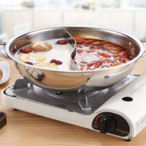 반반냄비 스텐 두칸 마라탕 훠궈 샤브샤브 가정용 캠핑 냄비, 기본, 34cm