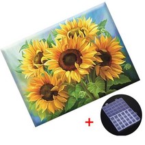 MJS 보석십자수 캔버스형 50 x 40 cm DIY 세트 비즈함 증정, F56 - 만개한 해바라기, 1세트