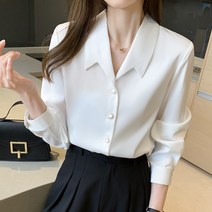 몬드스팟 여성스러운 유니크 카라 셔츠 블라우스 화이트 S DM194_1