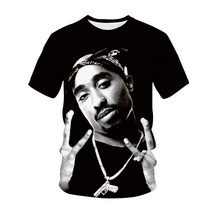 남성티셔츠 2pac 티셔츠 랩퍼 스타 투팍 3D 프린트 여름 티셔츠 하라주쿠 여성 남성 대형 트렌드 티셔츠 소녀 소년 키즈 의류 탑