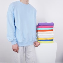 남녀공용 오버핏 무지 봄 가을 맨투맨 커플시밀러룩 13컬러 보라 핑크 크림 연두 파란색