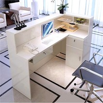 계산대 카운터 포스기 매장 식당 인포 데스크 인포메이션 심플 프론트 패션 식당 12, 140x42x80cm, 화이트오른쪽코너