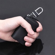투싼ix 샵스토어 모던 가죽 차키 홀더 키케이스 전차종 지퍼형 자동차키케이스, 블랙
