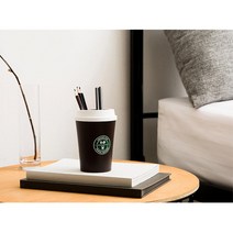 도장꽂이 커피숍 인테리어 커피컵 볼펜 빨대 꽂이 어린이책상, 블랙  화이트, 1개