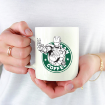 아이언맨 히어로 스타벅스패러디 주문제작머그컵, 중간