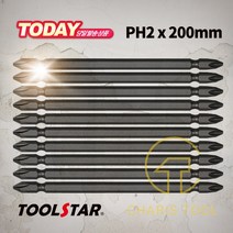 툴스타 드라이버 비트 세트 TS-DB-200 (PH2x200mm) 10PCS 십자 임팩 전동 충전 드릴 양용비트