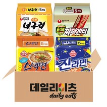 [데일리이츠] 오뚜기 농심 봉지라면 멀티팩 순한맛 혼합 4종 (진라면 순한맛 + 스낵면 + 짜파게티 + 너구리 순한맛), 1세트