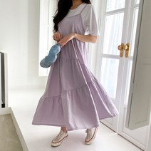 네쥬 여성 봄 여름 프릴 캉캉 예쁜 끈 나시 롱 원피스