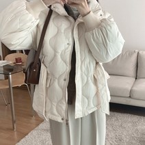 [대박 가격~!] 하이넥 쿠빔 퀄팅 벨트 물결 카라 숏패딩