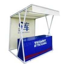 매대 이동식 판매대 플리마켓 행사매대 마트 가판대 선반 접이식 진열대, 길이1.5m너비1m높이2.2m이며광고판이있는뾰족한지붕이