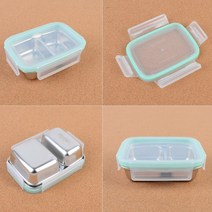 원형 사각 도시락통 나눔반찬통 스텐리스 4칸 5칸, 제품선택, 사각 4호