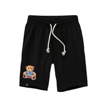 빅사이즈 와이드밴딩 전사나염 반바지 챔피언베어 블랙