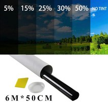 자동차 썬팅 필름 VLT 블랙 차량 창문 포일 착색 6M x 50CM 튜브 패키지 포함 롤 자동 홈 유리 솔라 UV 프로텍터 스티커, [06] 50 Percent Clear, 06 50 Percent Clear
