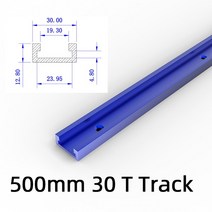 알루미늄 합금 T-트랙 T-슬롯 마이터 트랙 바 슬라이더 DIY 테이블 톱 미터 게이지 로드 목공 도구 30 블루, 1Pc 500mm T-track