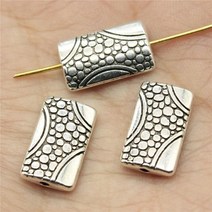 보석 만들기위한 금속 합금 구슬 골동품 실버 색상 조각 비즈 DIY 공예 만들기 결과 수제 티베트어 10 개, 15x9x3mm-Silver