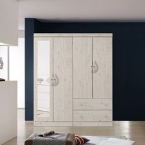 솜씨방가구 심플 1600옷장세트 긴문장1+투서랍장1, 워시, 04_거울 이불장 + 투서랍장