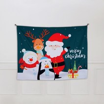 파티짱 크리스마스 현수막 파티 포토존, 크리스마스현수막 (그린펭귄_중)