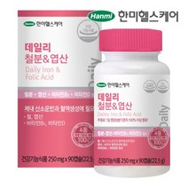 한미 엽산 헤모글로빈 빈혈 영양제 철분제 빈혈에좋은 철분약 여성 산모 약 비타민, 90캡슐(3개월분)