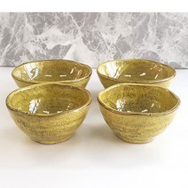 토비 천목 엘로우 2인 공기 대접, 단색