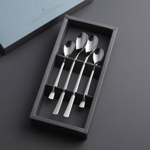 인스푼 허니 롱 실버 4P 롱티스푼 콤비 주문제작 돌잔치답례품, 파랑도트 포장