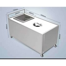 잔반처리대 짬통 학교 씽크대 잔반통 짬처리대 퇴식구 조리대 카트 형 이동식 수거통 급식실 음식물처리대 뷔페, 원형 단일 배럴