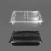 PET 반찬샐러드 포장용기 DS-404 3칸 검정투명 400개 세트, DS-404 3칸 검정 세트 400개