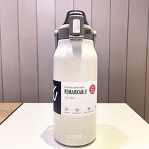 텀블러 대용량 빨대 스테인레스 스틸 보온 진공물병 보온병 Termos, 1700ml, 하얀