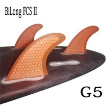 서핑 BiLong-FCS II 서핑 보드 지느러미 스러스터 3 개 세트 G5 유리 섬유 벌집 탄소섬유 M 사이즈 핀 퀼, 11 주황색