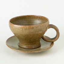 국산 빈티지 전통찻잔 대추찻잔 인삼찻잔 쌍화찻잔 찻잔세트 320ml, 카기 브라운 커피잔 (잔+받침)
